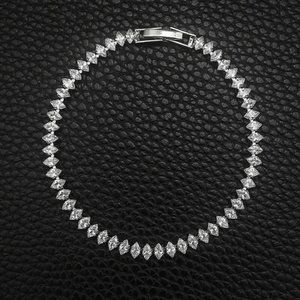 NEW “7 MARQUISE OVAL SQUARE CUT LUXURY S925 STERLING SILVER TENNIS BRACELET